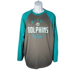 Miami Dolphins T-shirt Mens XL Gray Turquoise Long Sleeve NFL Team Apparel